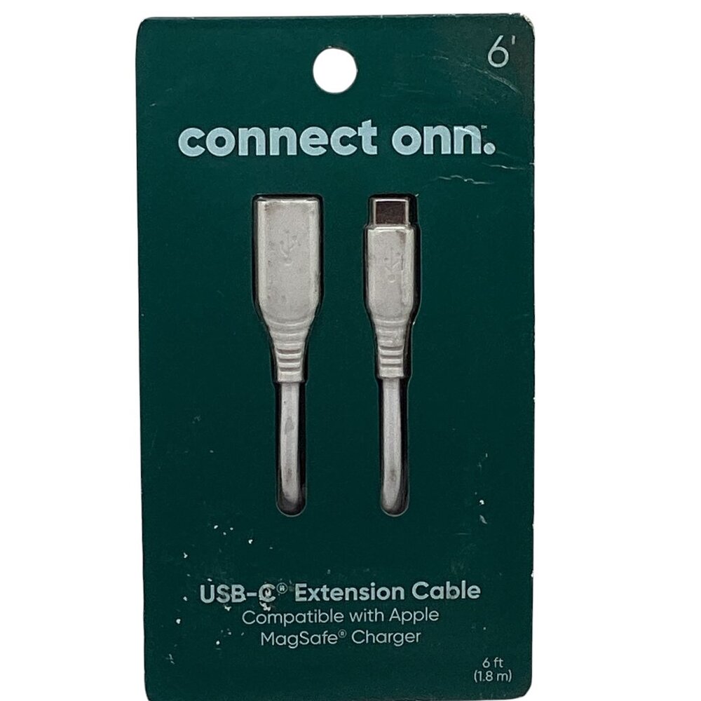 Onn: USB-C Extension Cable, Length: 6 ft, Compatible with USB-C devices